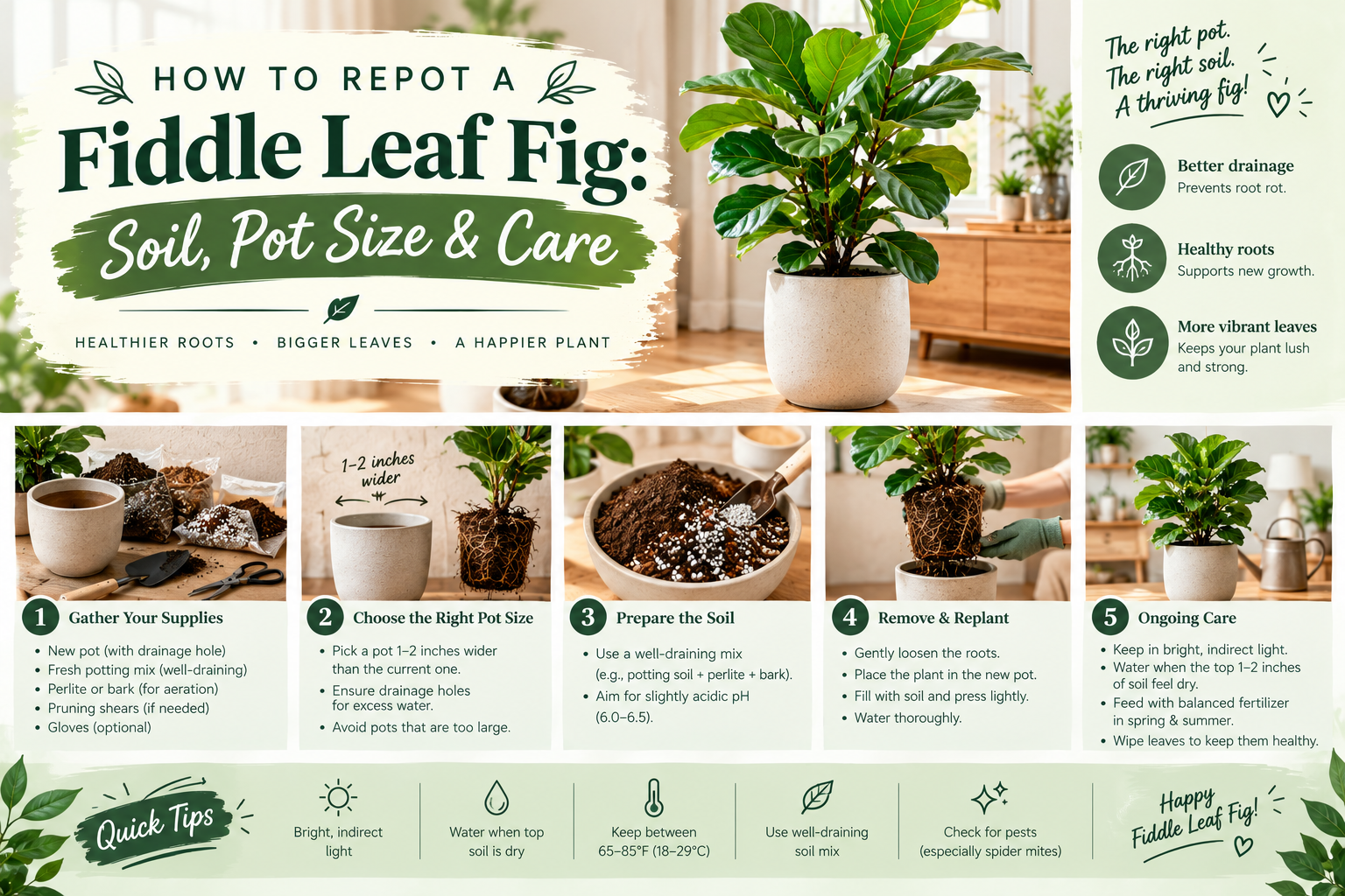 How to Repot a Fiddle Leaf Fig: Soil, Pot Size & Care